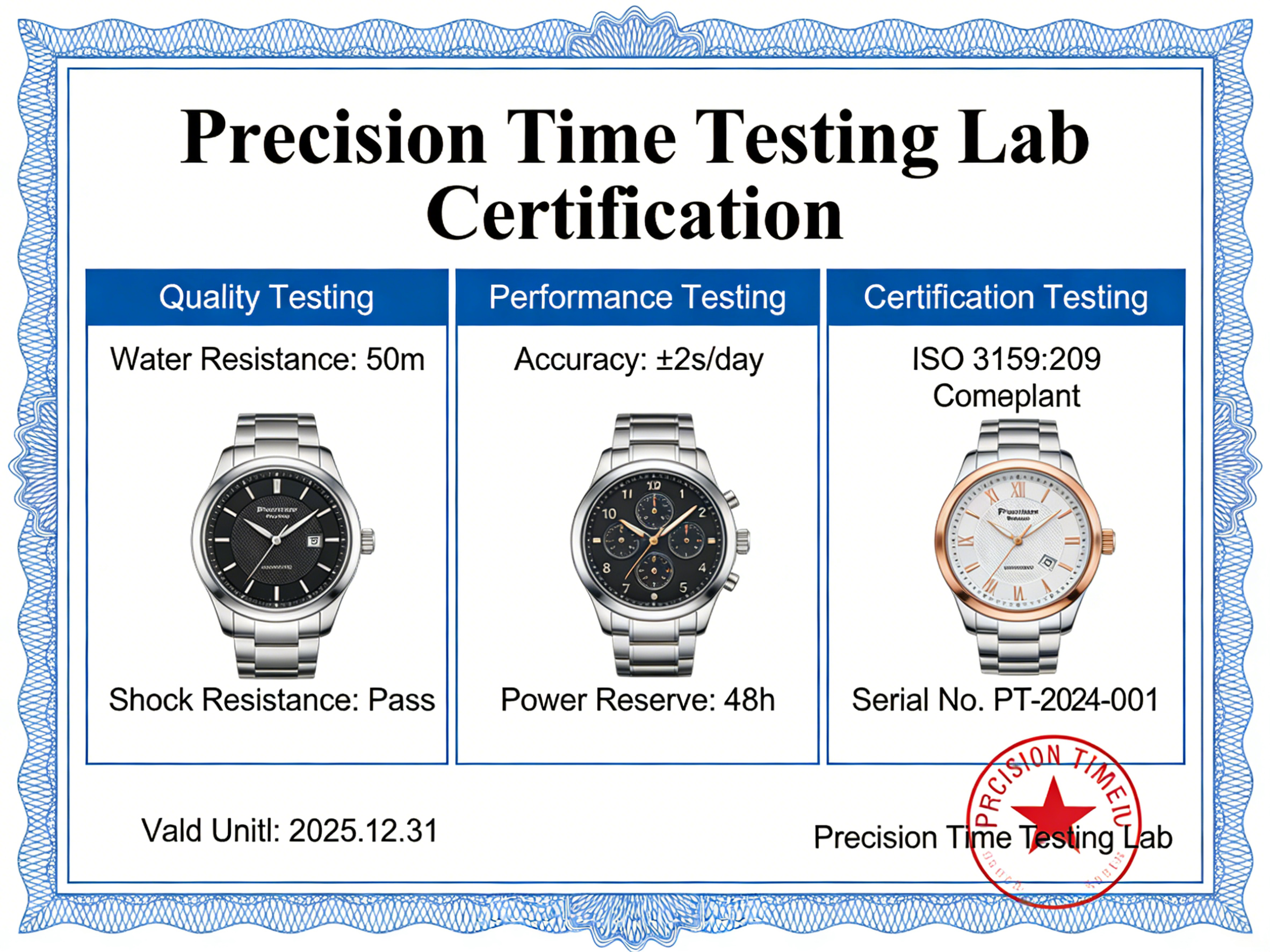 Watch certification document visual